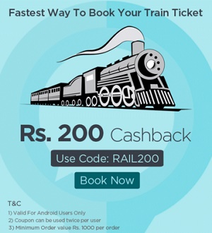 India Desire : Joe Hukum App Offers: [RAIL200] Get Rs. 200 Cashback On Rail Ticket Booking Worth Rs 500